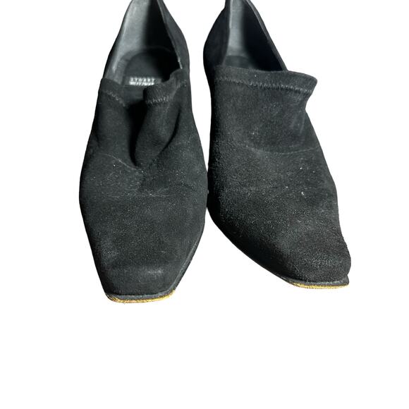 Stuart weitzman Black suede slip on square toe heels size 7 1/2 Y2K 90's style - Picture 3 of 11